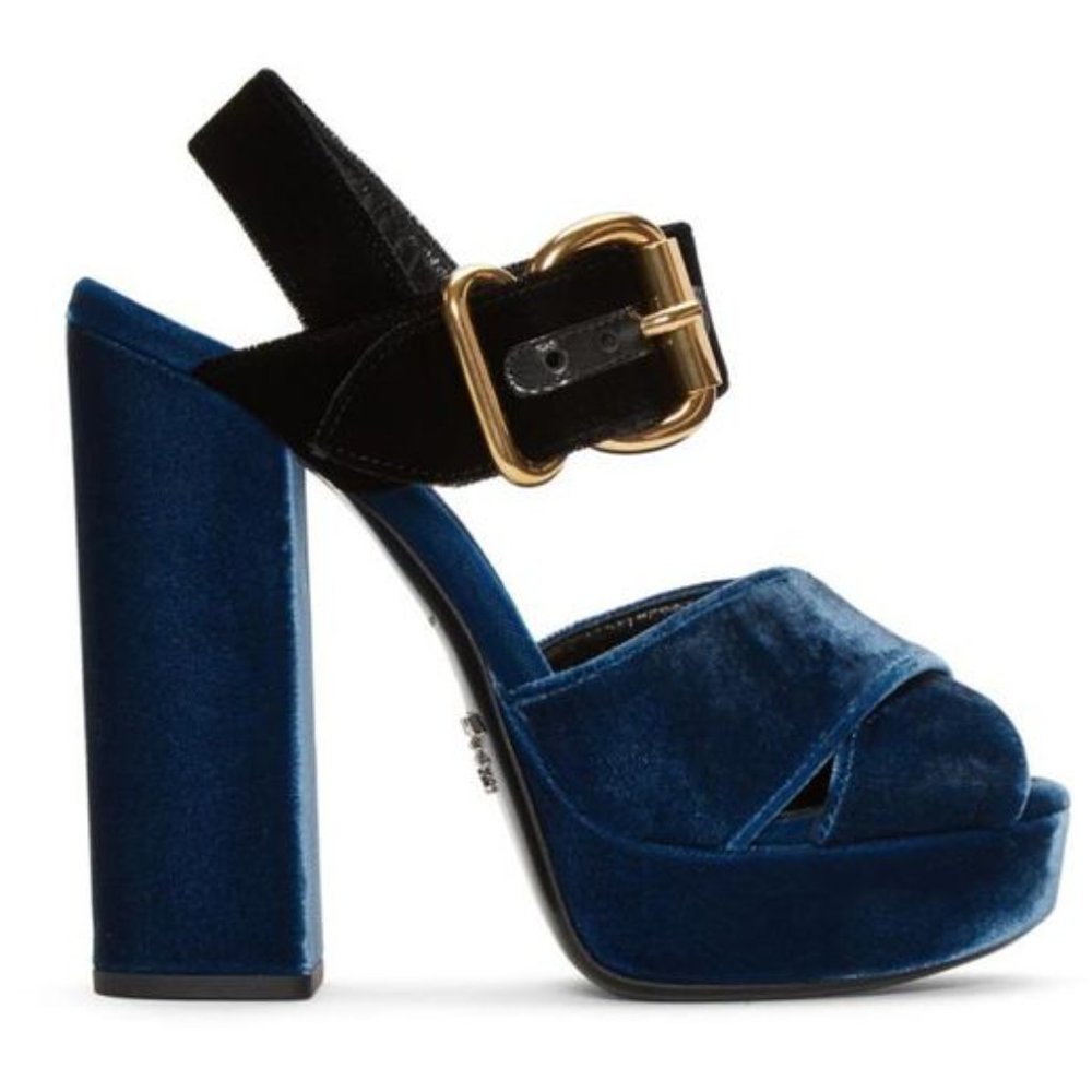 BRAND NEW Prada Velvet Color Block Platform Sandals
